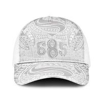 Super Samoa 685 Tribal Tattoo Baseball Net Cap Siapo Pattern All-White Edition LT03 One Size White White - Polynesian Pride
