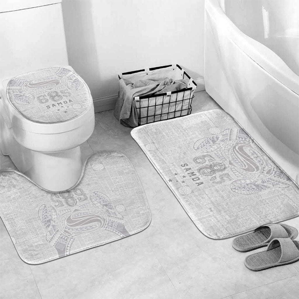 Super Samoa 685 Tribal Tattoo Bathroom Set Siapo Pattern All-White Edition LT03 Mat Set Only (3 pcs) One Size White - Polynesian Pride