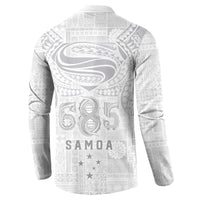 Super Samoa 685 Tribal Tattoo Button Sweatshirt Siapo Pattern All-White Edition LT03 - Polynesian Pride