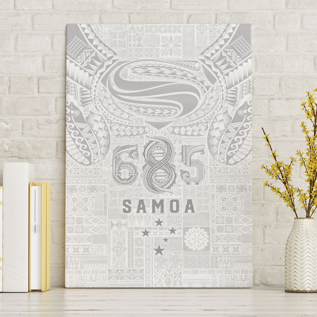 Super Samoa 685 Tribal Tattoo Canvas Wall Art Siapo Pattern All-White Edition LT03 Without Frame White - Polynesian Pride