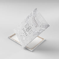Super Samoa 685 Tribal Tattoo Canvas Wall Art Siapo Pattern All-White Edition LT03 With Frame White - Polynesian Pride