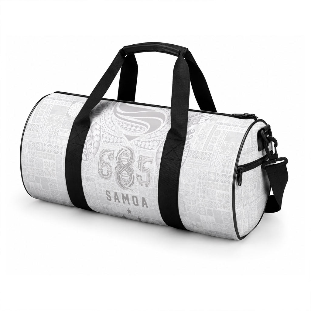 Super Samoa 685 Tribal Tattoo Duffle Bag Siapo Pattern All-White Edition LT03 - Polynesian Pride