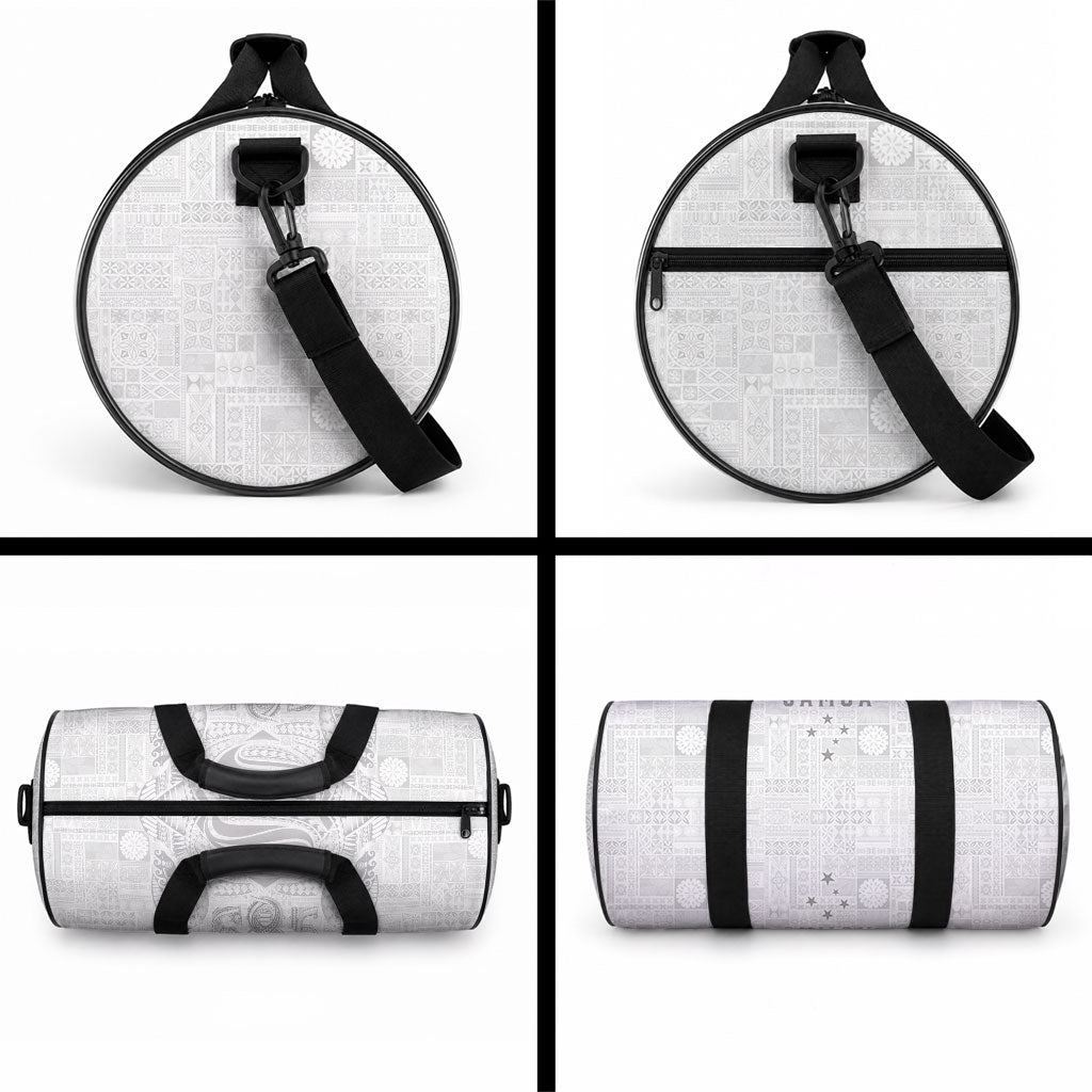 Super Samoa 685 Tribal Tattoo Duffle Bag Siapo Pattern All-White Edition LT03 - Polynesian Pride