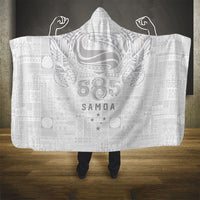 Super Samoa 685 Tribal Tattoo Hooded Blanket Siapo Pattern All-White Edition LT03 - Polynesian Pride