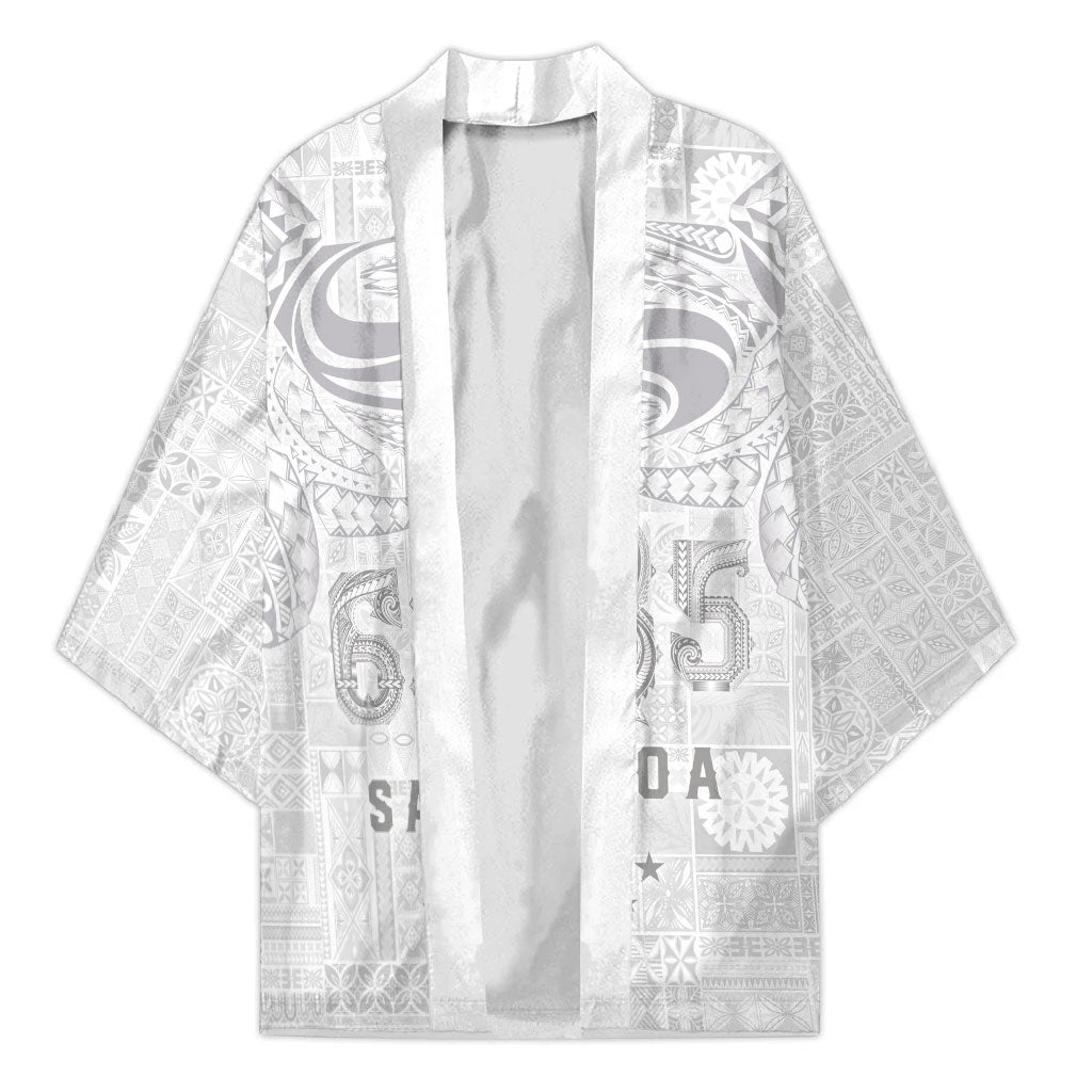 Super Samoa 685 Tribal Tattoo Kimono Siapo Pattern All-White Edition LT03 Unisex White - Polynesian Pride