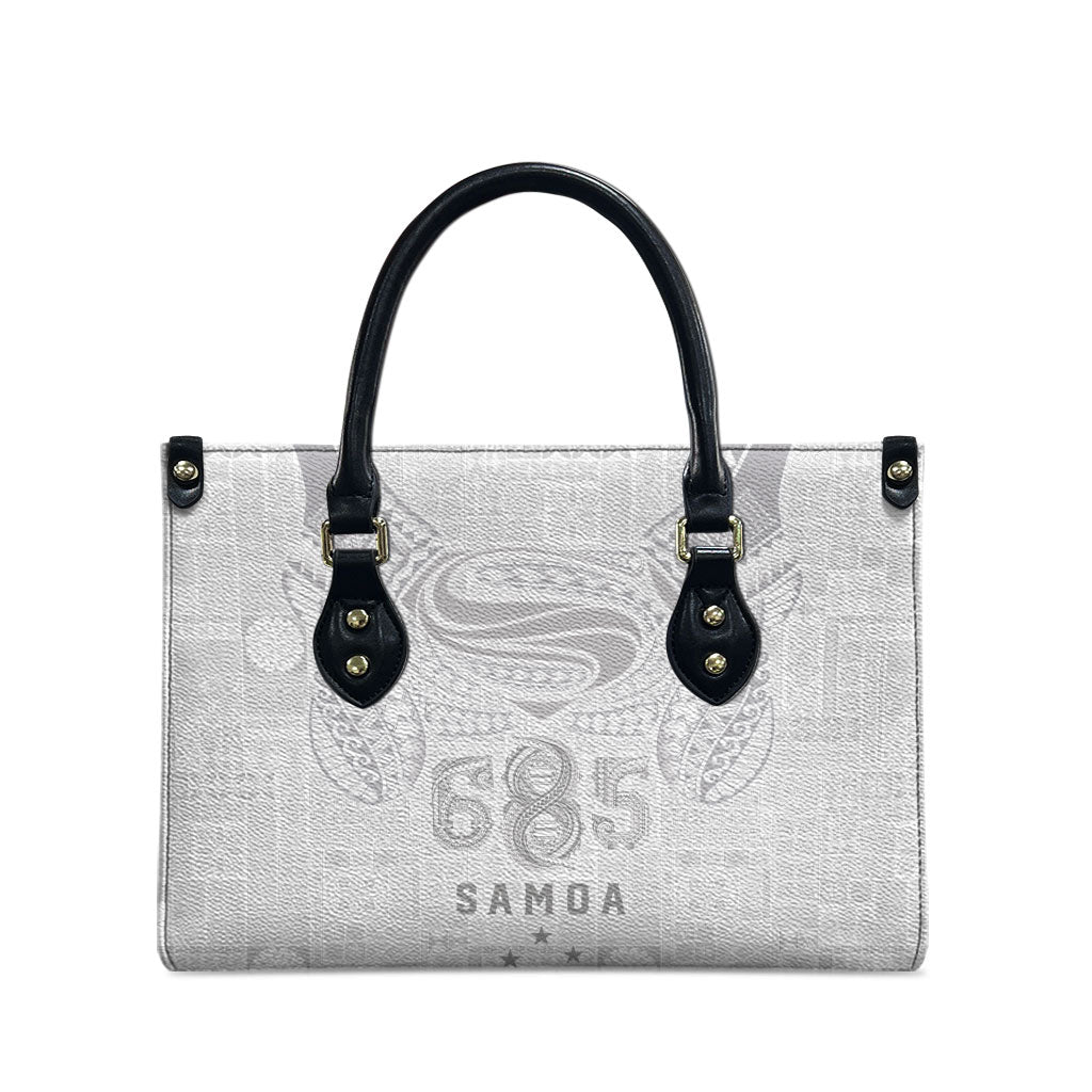 Super Samoa 685 Tribal Tattoo Leather Bag Siapo Pattern All-White Edition LT03 - Polynesian Pride