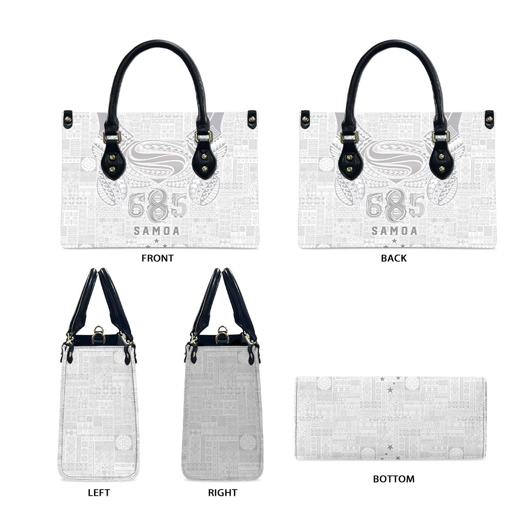 Super Samoa 685 Tribal Tattoo Leather Bag Siapo Pattern All-White Edition LT03 - Polynesian Pride