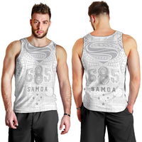 Super Samoa 685 Tribal Tattoo Men Tank Top Siapo Pattern All-White Edition LT03 - Polynesian Pride