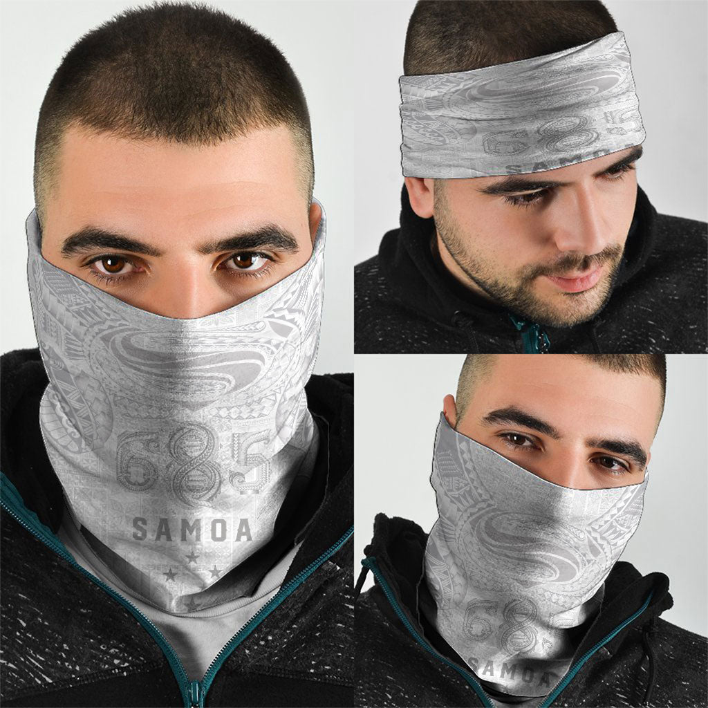 Super Samoa 685 Tribal Tattoo Neck Gaiter Siapo Pattern All-White Edition LT03 - Polynesian Pride