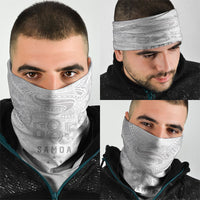 Super Samoa 685 Tribal Tattoo Neck Gaiter Siapo Pattern All-White Edition LT03 - Polynesian Pride