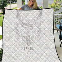 Super Samoa 685 Tribal Tattoo Quilt Siapo Pattern All-White Edition LT03 White - Polynesian Pride