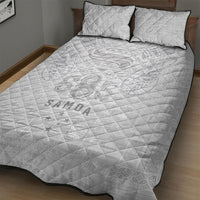 Super Samoa 685 Tribal Tattoo Quilt Bed Set Siapo Pattern All-White Edition LT03 - Polynesian Pride