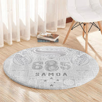 Super Samoa 685 Tribal Tattoo Round Carpet Siapo Pattern All-White Edition LT03 - Polynesian Pride