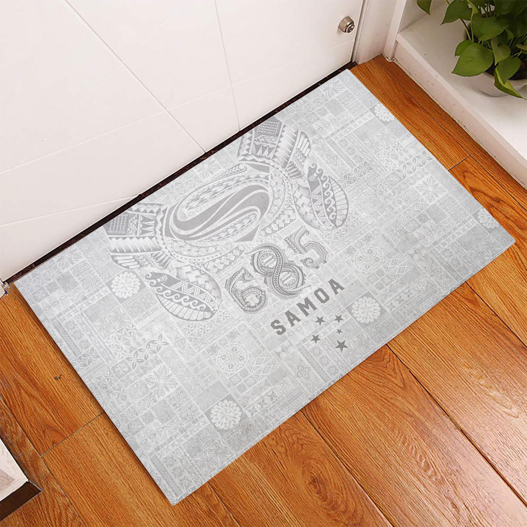 Super Samoa 685 Tribal Tattoo Rubber Doormat Siapo Pattern All-White Edition LT03 - Polynesian Pride