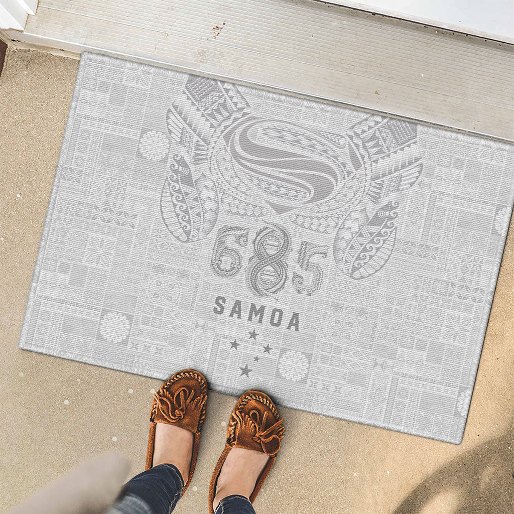 Super Samoa 685 Tribal Tattoo Rubber Doormat Siapo Pattern All-White Edition LT03 - Polynesian Pride