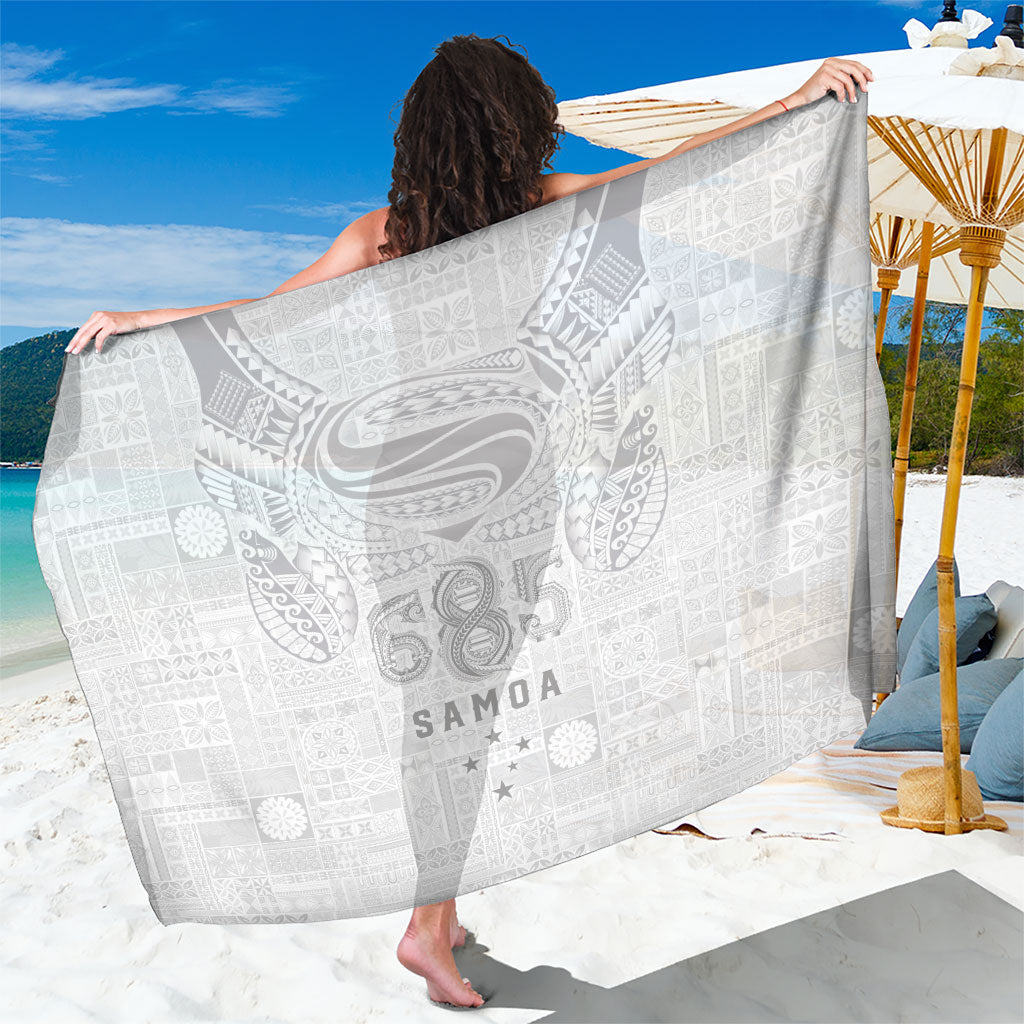 Super Samoa 685 Tribal Tattoo Sarong Siapo Pattern All-White Edition LT03 One Size 44 x 66 inches White - Polynesian Pride