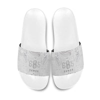 Super Samoa 685 Tribal Tattoo Slide Sandals Siapo Pattern All-White Edition LT03 White - Polynesian Pride