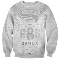 Super Samoa 685 Tribal Tattoo Sweatshirt Siapo Pattern All-White Edition LT03 Unisex White - Polynesian Pride