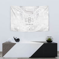 Super Samoa 685 Tribal Tattoo Tapestry Siapo Pattern All-White Edition LT03 - Polynesian Pride