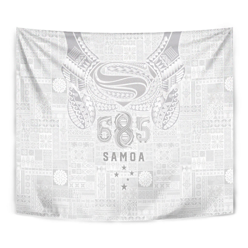 Super Samoa 685 Tribal Tattoo Tapestry Siapo Pattern All-White Edition LT03 - Polynesian Pride