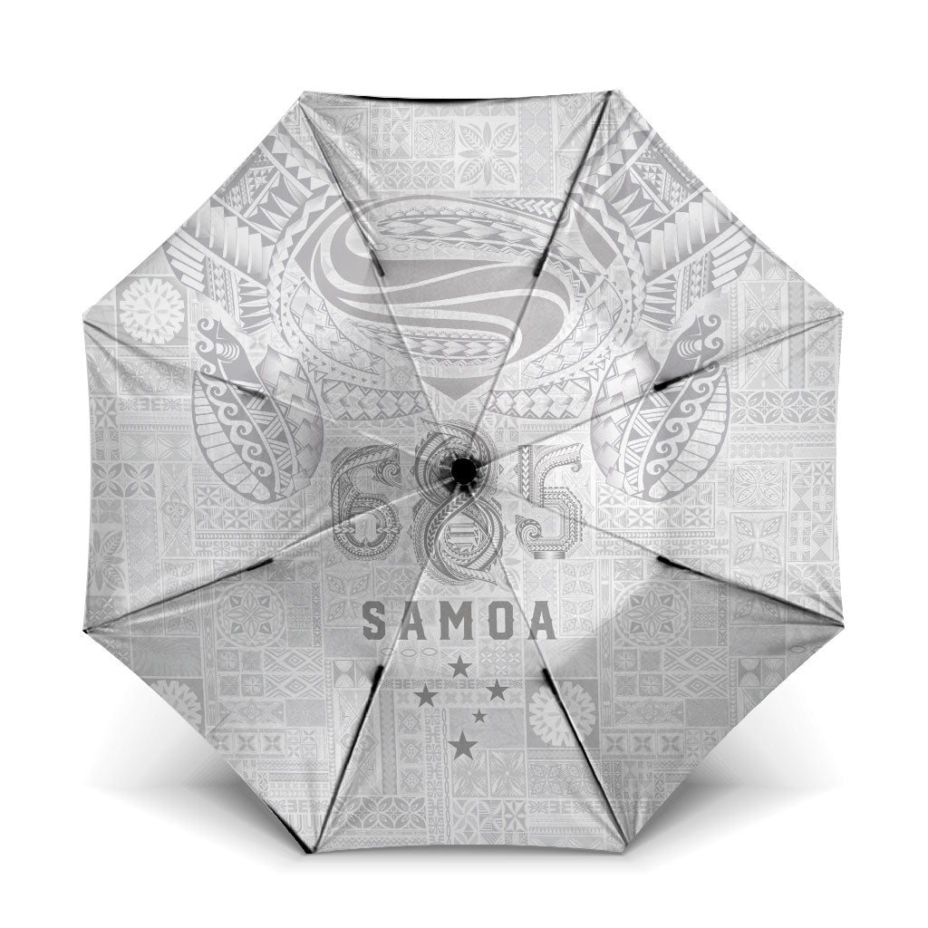 Super Samoa 685 Tribal Tattoo Umbrella Siapo Pattern All-White Edition LT03 One Size Folded 11.42 inch Opened Diameter 37.4 inch White - Polynesian Pride