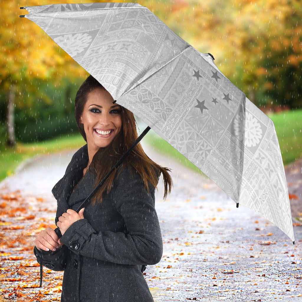 Super Samoa 685 Tribal Tattoo Umbrella Siapo Pattern All-White Edition LT03 - Polynesian Pride