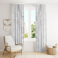 Super Samoa 685 Tribal Tattoo Window Curtain Siapo Pattern All-White Edition LT03 - Polynesian Pride