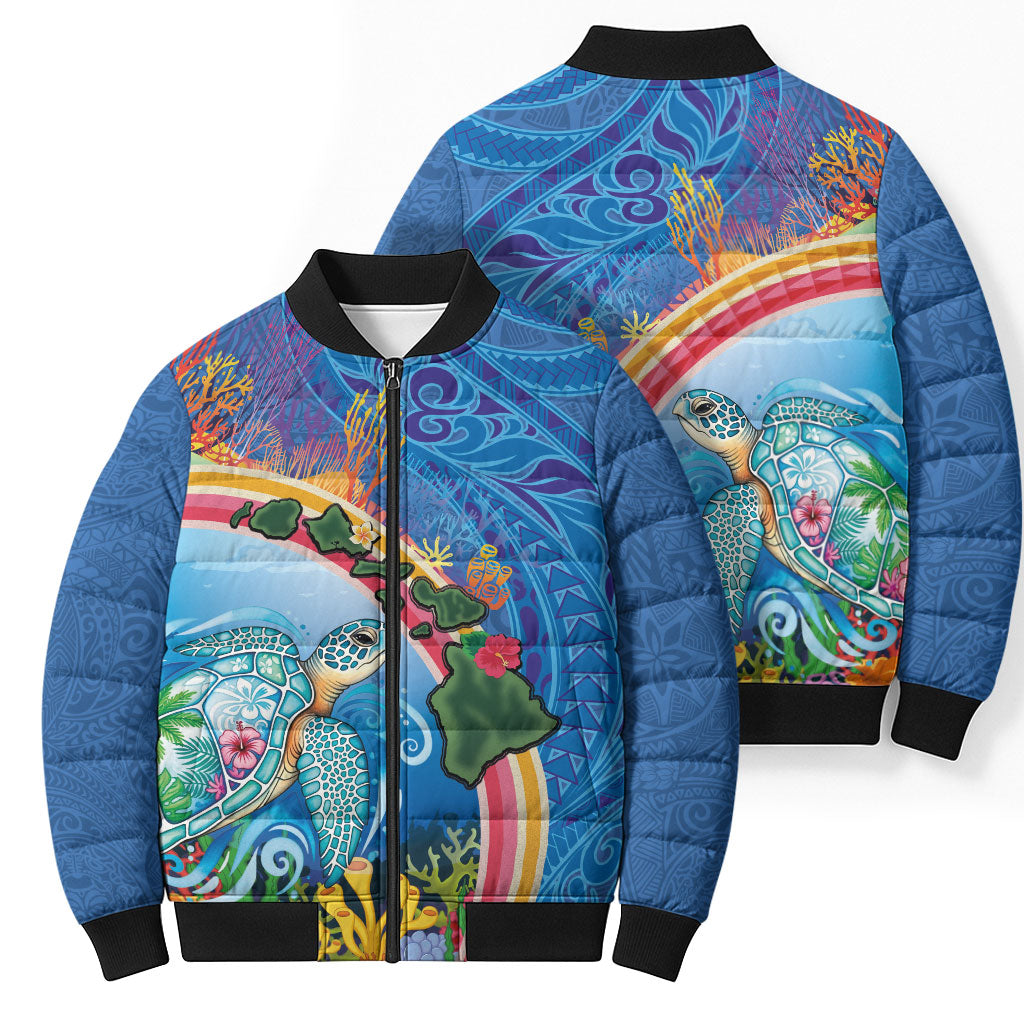 Hawaiian Connecting with the Ocean Bomber Puffer Jacket Polynesian Pattern LT03 - Polynesian Pride