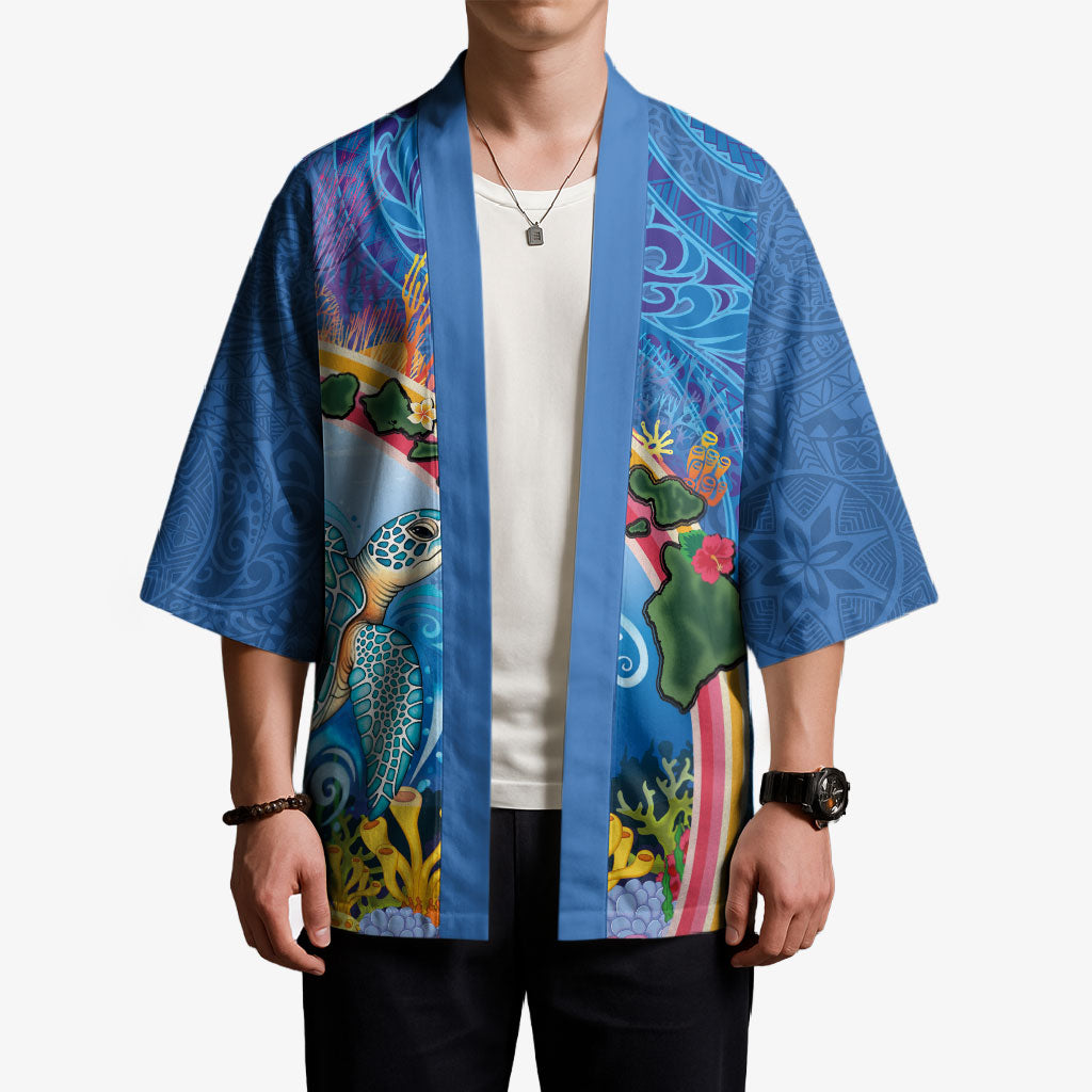 Hawaiian Connecting with the Ocean Kimono Polynesian Pattern LT03 - Polynesian Pride