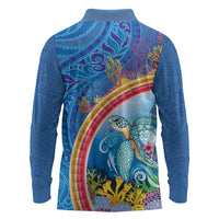 Hawaiian Connecting with the Ocean Long Sleeve Polo Shirt Polynesian Pattern LT03 - Polynesian Pride