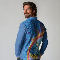 Hawaiian Connecting with the Ocean Long Sleeve Polo Shirt Polynesian Pattern LT03 - Polynesian Pride