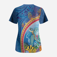 Hawaiian Connecting with the Ocean Scrub Top Polynesian Pattern LT03 - Polynesian Pride