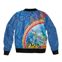 Hawaiian Connecting with the Ocean Sleeve Zip Bomber Jacket Polynesian Pattern LT03 - Polynesian Pride