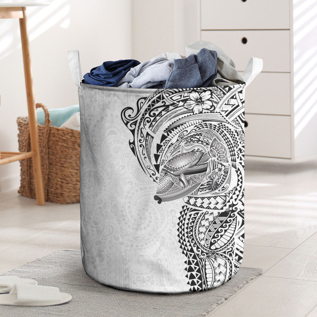 Hawaiian Humuhumu Tribal Tattoo Laundry Basket Polynesian Kakau White Color LT03 White - Polynesian Pride