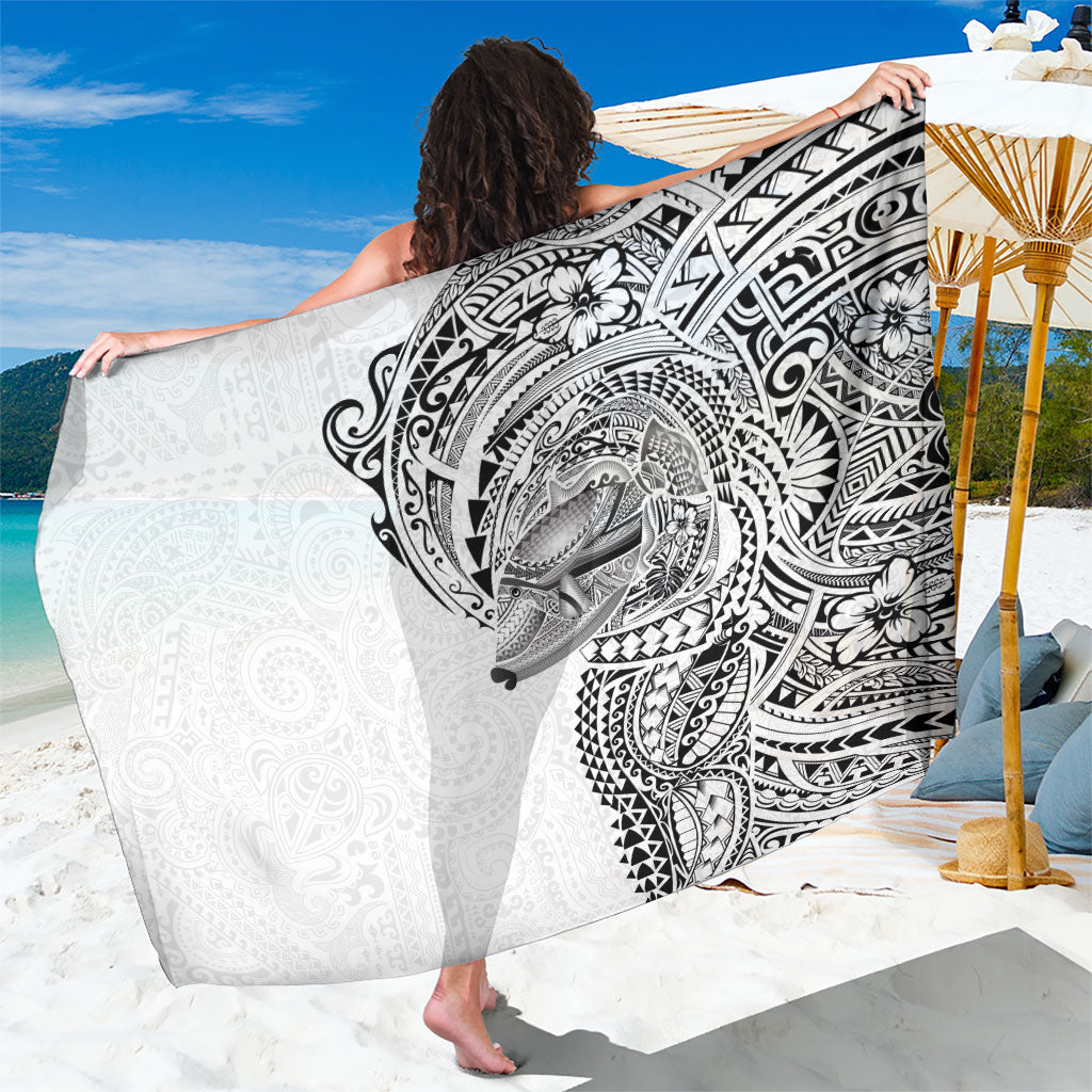 Hawaiian Humuhumu Tribal Tattoo Sarong Polynesian Kakau White Color LT03 One Size 44 x 66 inches White - Polynesian Pride
