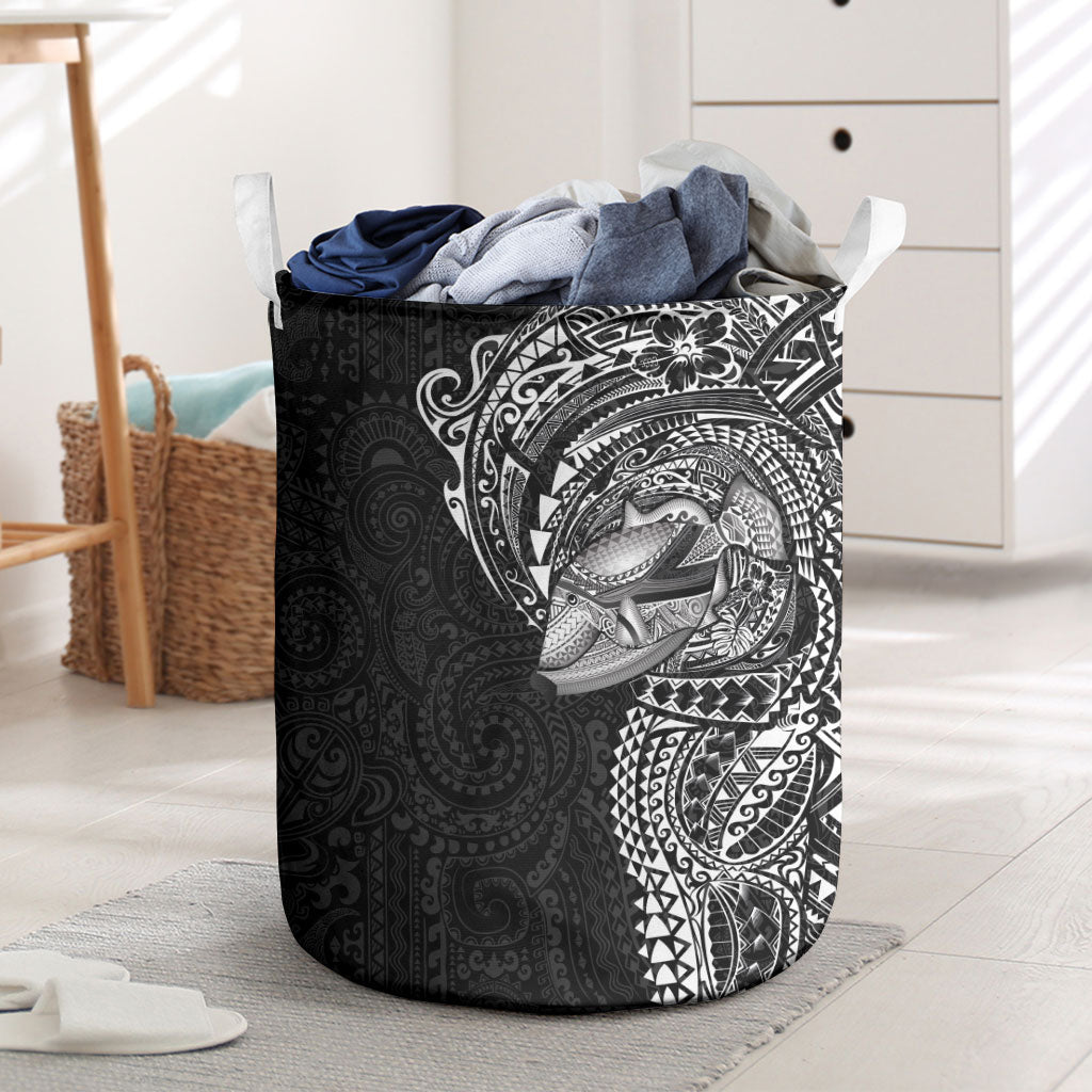 Hawaiian Humuhumu Tribal Tattoo Laundry Basket Polynesian Kakau Black Color LT03 Black - Polynesian Pride