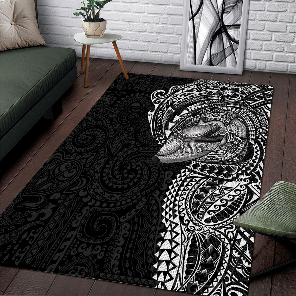 Hawaiian Humuhumu Tribal Tattoo Area Rug Polynesian Kakau Black Color LT03 Black - Polynesian Pride