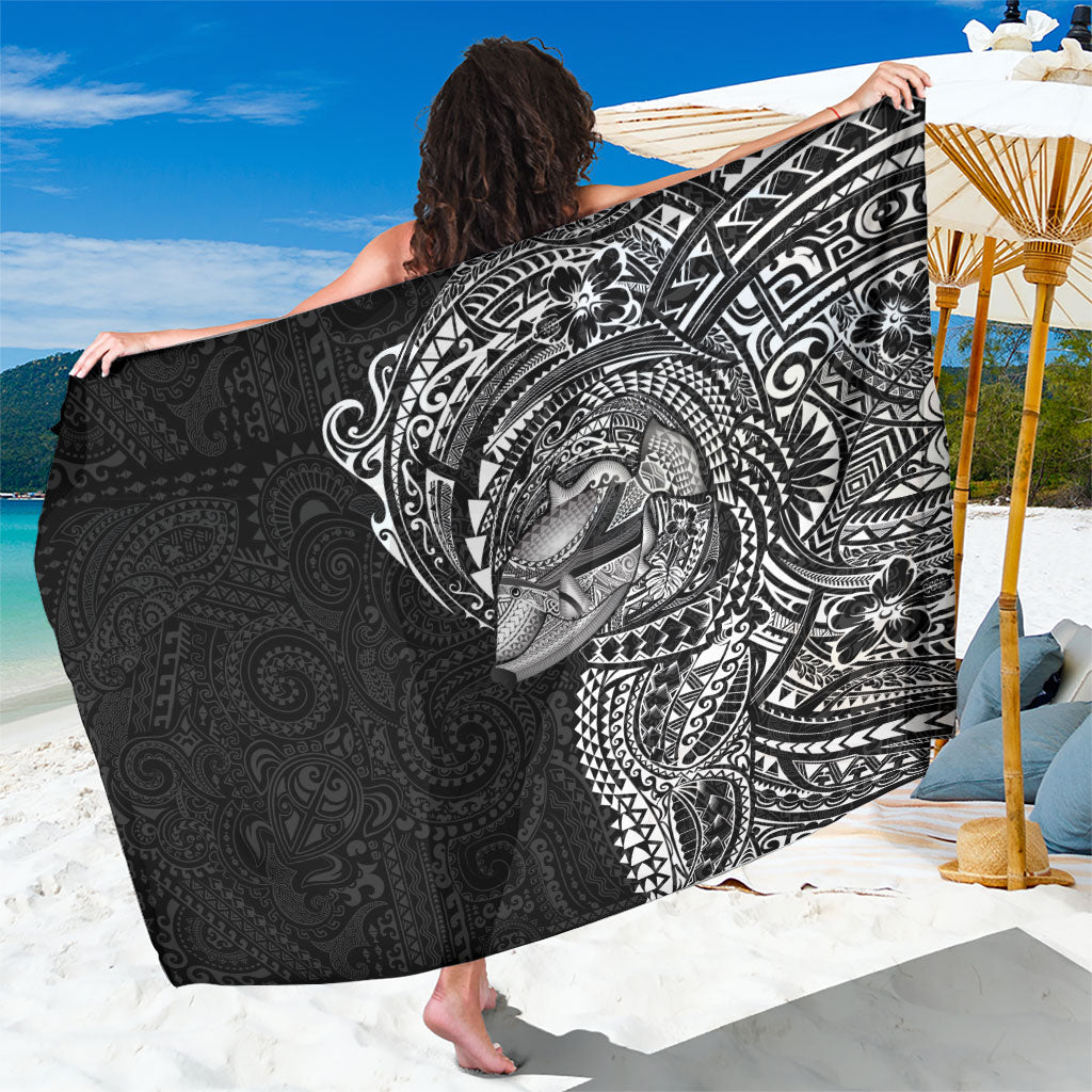 Hawaiian Humuhumu Tribal Tattoo Sarong Polynesian Kakau Black Color LT03 One Size 44 x 66 inches Black - Polynesian Pride