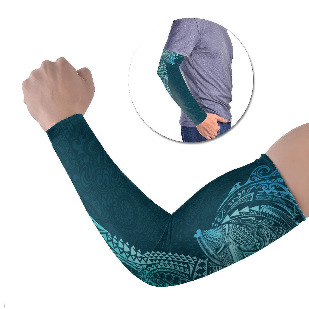 Hawaiian Humuhumu Tribal Tattoo Arm Sleeves Polynesian Kakau Ocean Color