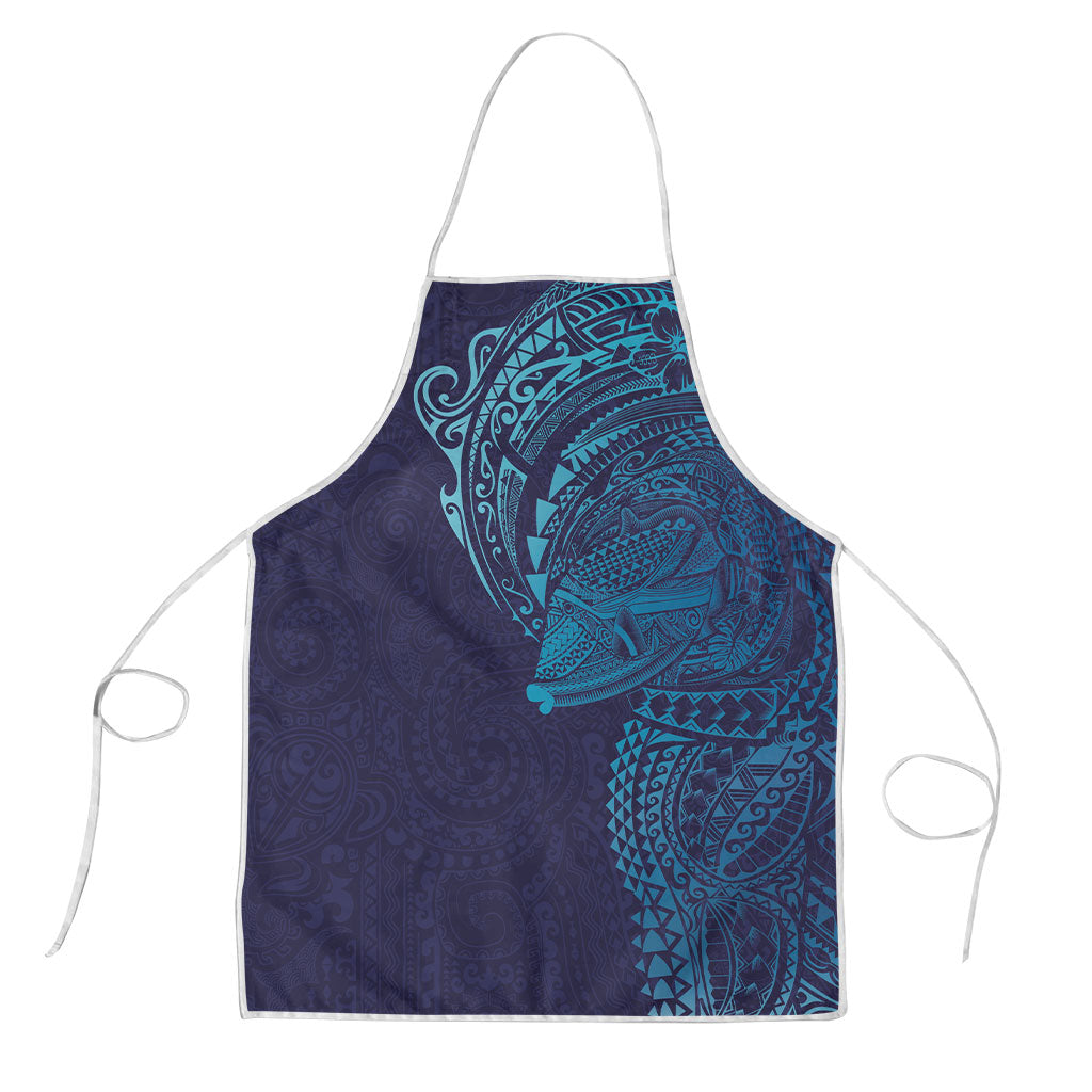 Hawaiian Humuhumu Tribal Tattoo Apron Polynesian Kakau Turquoise Color