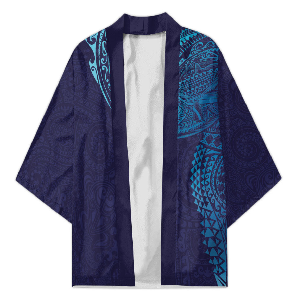 Hawaiian Humuhumu Tribal Tattoo Kimono Polynesian Kakau Turquoise Color
