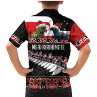 New Zealand Meri Kirihimete Family Matching Mermaid Dress and Hawaiian Shirt Christmas Tui Bird and Kea Bird - Haka Santa with Maori Koru Art Pattern LT03 - Polynesian Pride