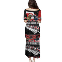 New Zealand Meri Kirihimete Family Matching Puletasi and Hawaiian Shirt Christmas Tui Bird and Kea Bird - Haka Santa with Maori Koru Art Pattern LT03 - Polynesian Pride