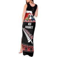 New Zealand Meri Kirihimete Tank Maxi Dress Christmas Tui Bird and Kea Bird - Haka Santa with Maori Koru Art Pattern LT03 - Polynesian Pride