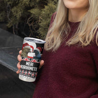 New Zealand Meri Kirihimete Tumbler Cup Christmas Tui Bird and Kea Bird - Haka Santa with Maori Koru Art Pattern LT03 - Polynesian Pride
