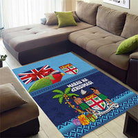 Fiji Marau na Kerisimasi Area Rug Christmas Collared Lory - Fiji Emblems and Xmas Palm Tree Tapa Art Pattern