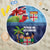 Fiji Marau na Kerisimasi Beach Blanket Christmas Collared Lory - Fiji Emblems and Xmas Palm Tree Tapa Art Pattern