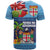 Fiji Marau na Kerisimasi T Shirt Christmas Collared Lory - Fiji Emblems and Xmas Palm Tree Tapa Art Pattern