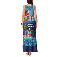 Fiji Marau na Kerisimasi Tank Maxi Dress Christmas Collared Lory - Fiji Emblems and Xmas Palm Tree Tapa Art Pattern LT03 - Polynesian Pride