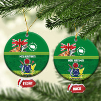Cook Islands Meri Kiritimiti Ceramic Ornament Christmas Turtle - Cooks Islands Emblems and Polynesian Art Pattern LT03 Circle Green - Polynesian Pride